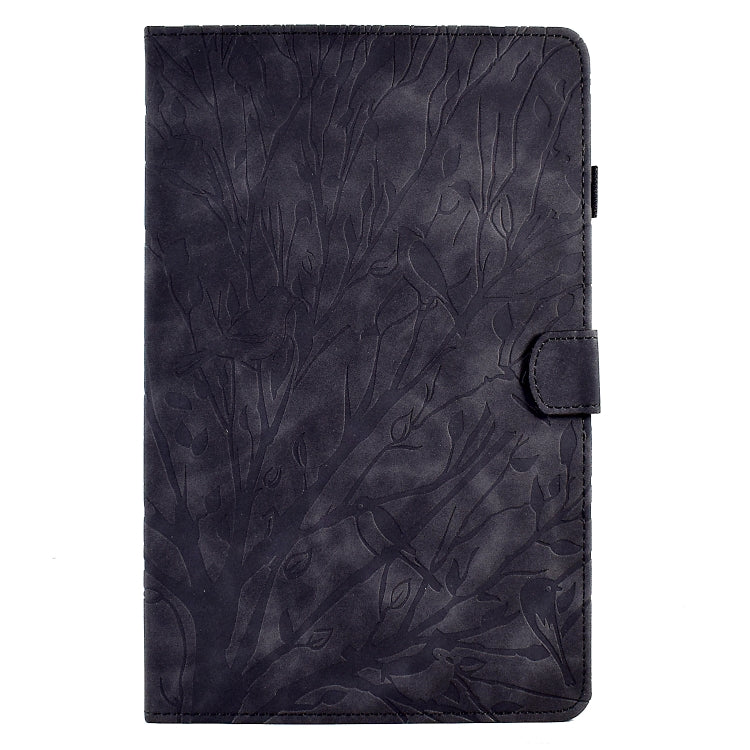 For Samsung Galaxy Tab S6 Lite Fortune Tree Pressure Flower PU Tablet Case with Wake-up / Sleep Function(Black) by bashfashion