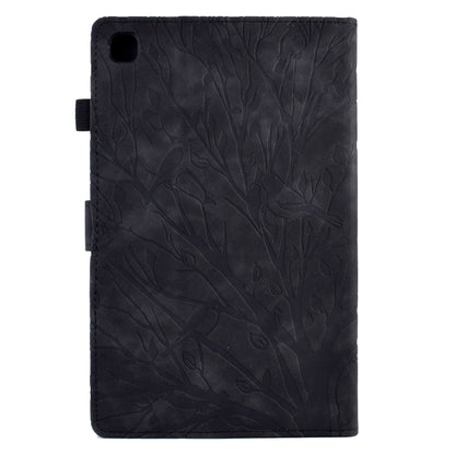For Samsung Galaxy Tab S6 Lite Fortune Tree Pressure Flower PU Tablet Case with Wake-up / Sleep Function(Black) by bashfashion