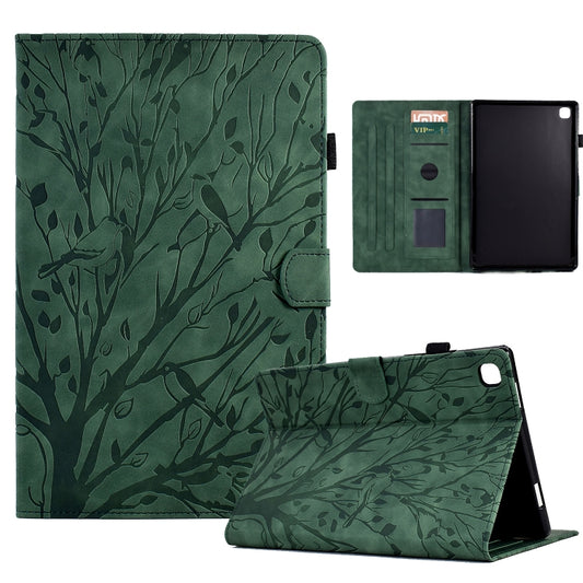 For Samsung Galaxy Tab A7 Lite Fortune Tree Pressure Flower PU Tablet Case(Green) by bashfashion