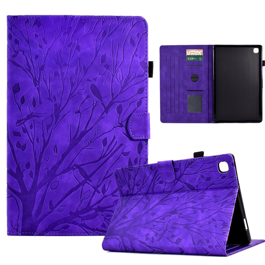 For Samsung Galaxy Tab A7 Lite Fortune Tree Pressure Flower PU Tablet Case(Purple) by bashfashion