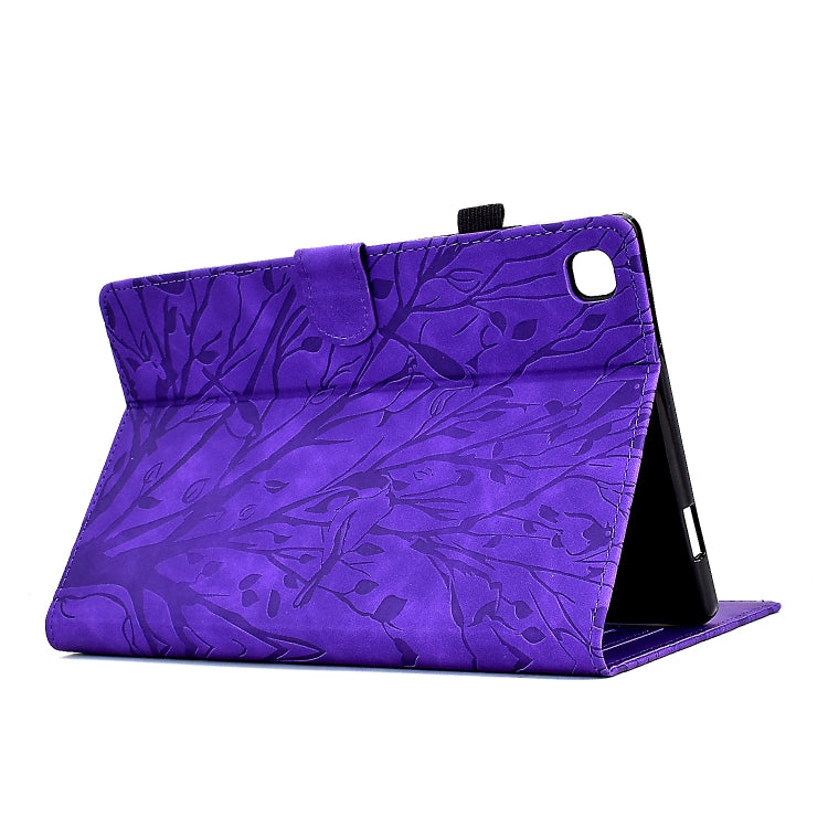 For Samsung Galaxy Tab A7 Lite Fortune Tree Pressure Flower PU Tablet Case(Purple) by bashfashion