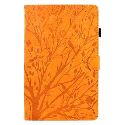 For Samsung Galaxy Tab A7 Lite Fortune Tree Pressure Flower PU Tablet Case(Khaki) by bashfashion