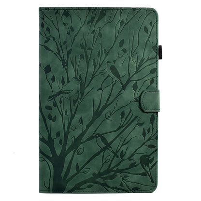 For Samsung Galaxy Tab A7 2020 Fortune Tree Pressure Flower PU Tablet Case with Wake-up / Sleep Function(Green) by bashfashion