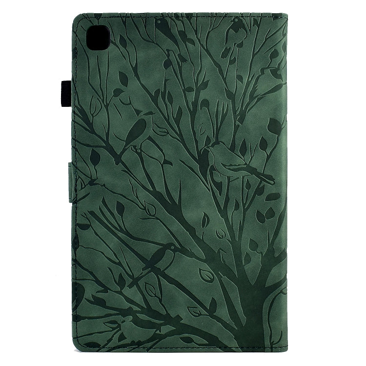 For Samsung Galaxy Tab A7 2020 Fortune Tree Pressure Flower PU Tablet Case with Wake-up / Sleep Function(Green) by bashfashion