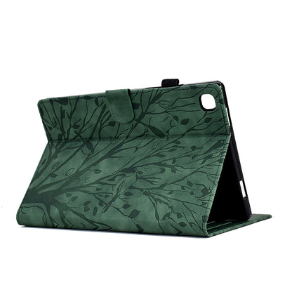 For Samsung Galaxy Tab A7 2020 Fortune Tree Pressure Flower PU Tablet Case with Wake-up / Sleep Function(Green) by bashfashion