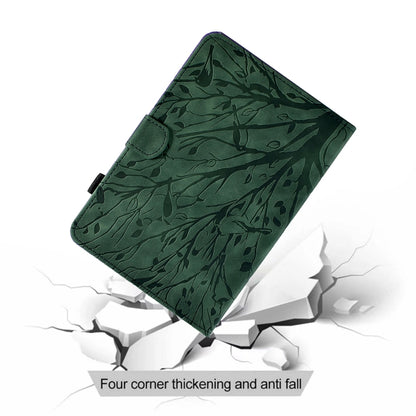 For Samsung Galaxy Tab A7 2020 Fortune Tree Pressure Flower PU Tablet Case with Wake-up / Sleep Function(Green) by bashfashion