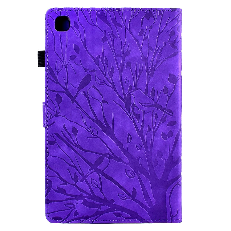 For Samsung Galaxy Tab A7 2020 Fortune Tree Pressure Flower PU Tablet Case with Wake-up / Sleep Function(Purple) by bashfashion