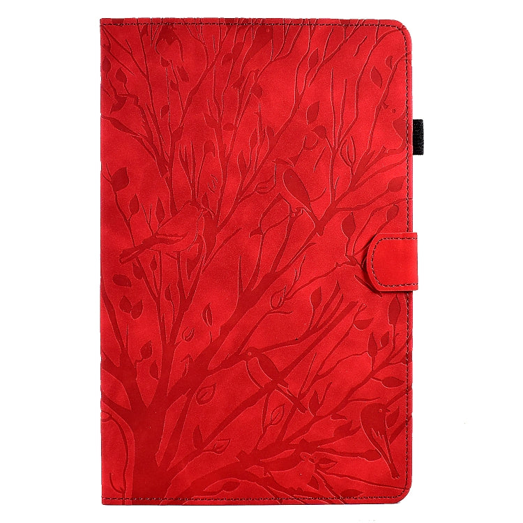 For Samsung Galaxy Tab A7 2020 Fortune Tree Pressure Flower PU Tablet Case with Wake-up / Sleep Function(Red) by bashfashion