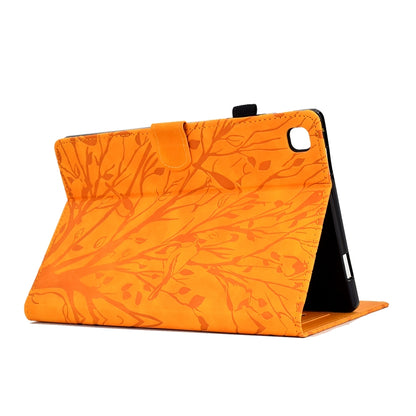 For Samsung Galaxy Tab A7 2020 Fortune Tree Pressure Flower PU Tablet Case with Wake-up / Sleep Function(Khaki) by bashfashion