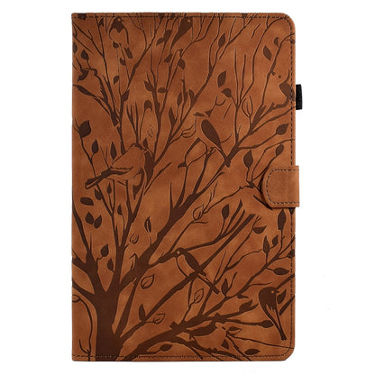 For Samsung Galaxy Tab A7 2020 Fortune Tree Pressure Flower PU Tablet Case with Wake-up / Sleep Function(Brown) by bashfashion