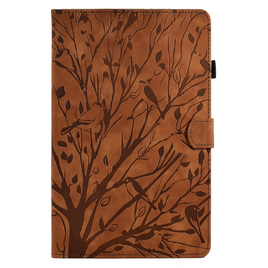 For Samsung Galaxy Tab A7 2020 Fortune Tree Pressure Flower PU Tablet Case with Wake-up / Sleep Function(Brown) by bashfashion