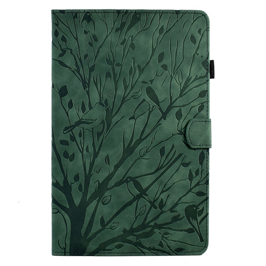For Samsung Galaxy Tab A 10.1 2019 Fortune Tree Pressure Flower PU Tablet Case(Green) by bashfashion
