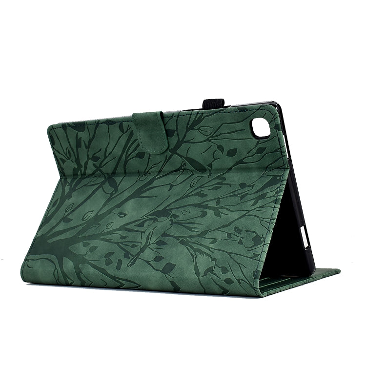 For Samsung Galaxy Tab A 10.1 2019 Fortune Tree Pressure Flower PU Tablet Case(Green) by bashfashion