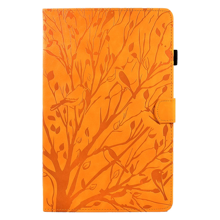 For Samsung Galaxy Tab A 10.1 2019 Fortune Tree Pressure Flower PU Tablet Case (Khaki) by bashfashion