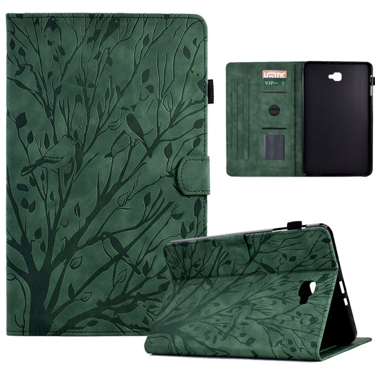 For Samsung Galaxy Tab A 10.1 2016 Fortune Tree Pressure Flower PU Tablet Case with Wake-up / Sleep Function(Green) by bashfashion