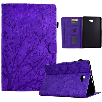 For Samsung Galaxy Tab A 10.1 2016 Fortune Tree Pressure Flower PU Tablet Case with Wake-up / Sleep Function(Purple) by bashfashion
