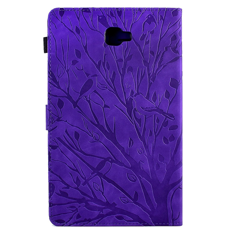 For Samsung Galaxy Tab A 10.1 2016 Fortune Tree Pressure Flower PU Tablet Case with Wake-up / Sleep Function(Purple) by bashfashion