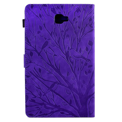 For Samsung Galaxy Tab A 10.1 2016 Fortune Tree Pressure Flower PU Tablet Case with Wake-up / Sleep Function(Purple) by bashfashion