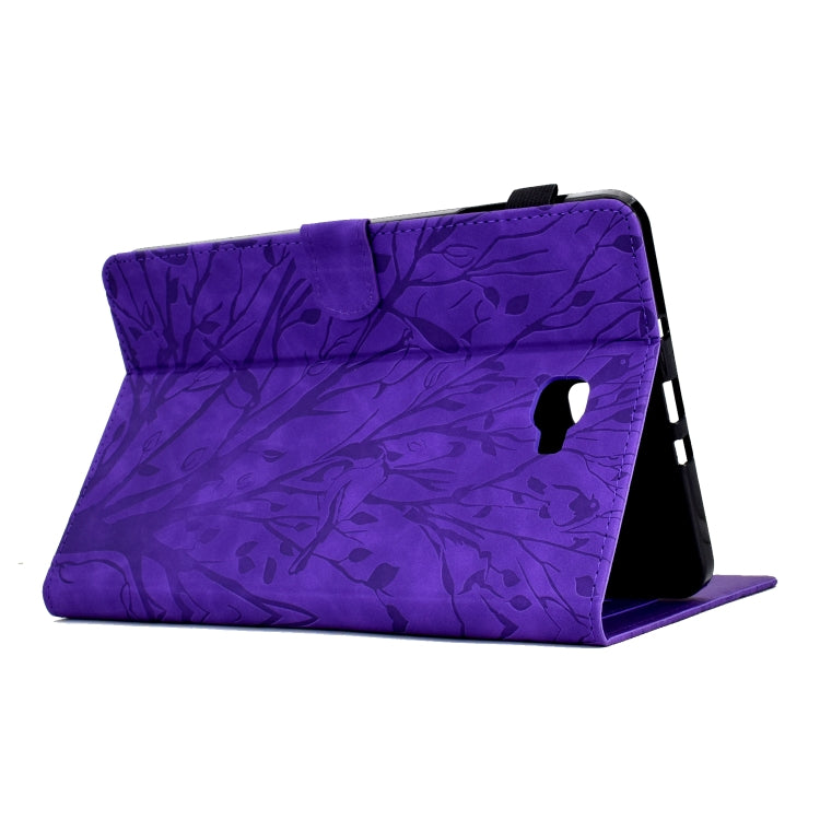 For Samsung Galaxy Tab A 10.1 2016 Fortune Tree Pressure Flower PU Tablet Case with Wake-up / Sleep Function(Purple) by bashfashion