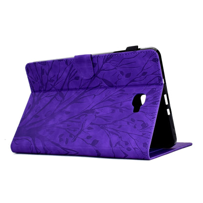 For Samsung Galaxy Tab A 10.1 2016 Fortune Tree Pressure Flower PU Tablet Case with Wake-up / Sleep Function(Purple) by bashfashion
