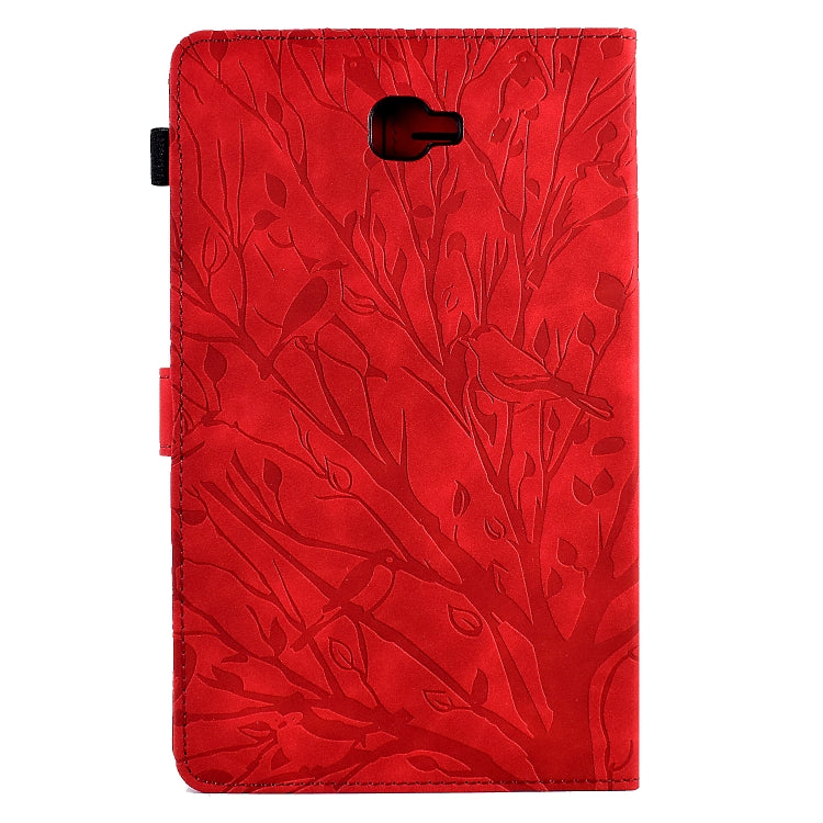 For Samsung Galaxy Tab A 10.1 2016 Fortune Tree Pressure Flower PU Tablet Case with Wake-up / Sleep Function(Red) by bashfashion