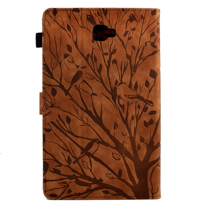 For Samsung Galaxy Tab A 10.1 2016 Fortune Tree Pressure Flower PU Tablet Case with Wake-up / Sleep Function(Brown) by bashfashion