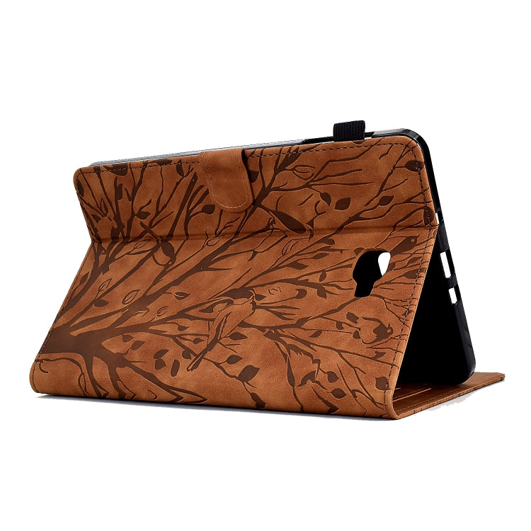 For Samsung Galaxy Tab A 10.1 2016 Fortune Tree Pressure Flower PU Tablet Case with Wake-up / Sleep Function(Brown) by bashfashion