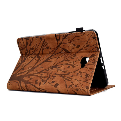 For Samsung Galaxy Tab A 10.1 2016 Fortune Tree Pressure Flower PU Tablet Case with Wake-up / Sleep Function(Brown) by bashfashion