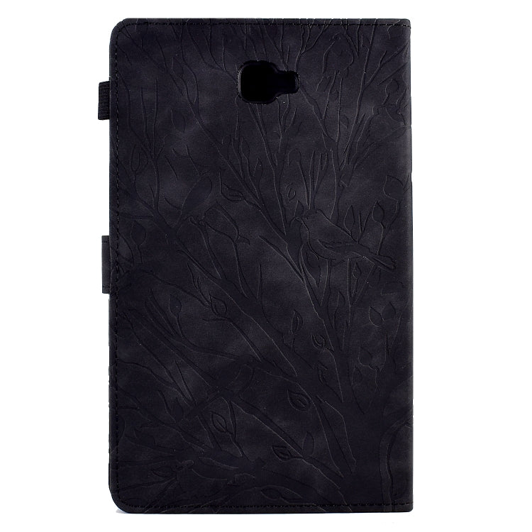 For Samsung Galaxy Tab A 10.1 2016 Fortune Tree Pressure Flower PU Tablet Case with Wake-up / Sleep Function(Black) by bashfashion