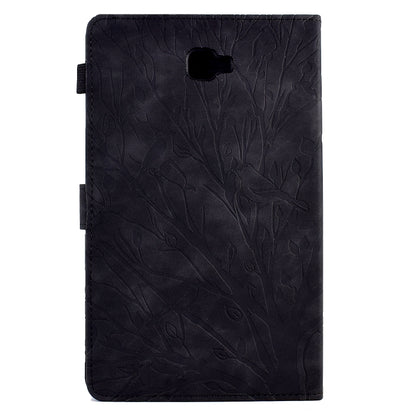 For Samsung Galaxy Tab A 10.1 2016 Fortune Tree Pressure Flower PU Tablet Case with Wake-up / Sleep Function(Black) by bashfashion