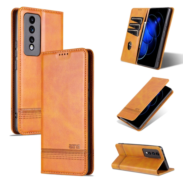 For Honor 80 GT AZNS Magnetic Calf Texture Flip Leather Phone Case(Light Brown) by AZNS