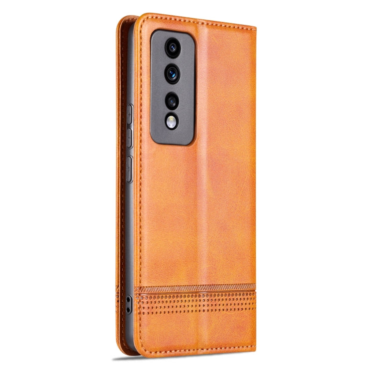 For Honor 80 GT AZNS Magnetic Calf Texture Flip Leather Phone Case(Light Brown) by AZNS