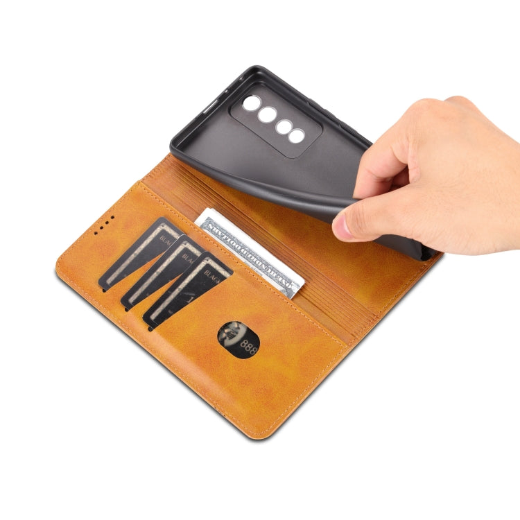 For Honor 80 GT AZNS Magnetic Calf Texture Flip Leather Phone Case(Light Brown) by AZNS