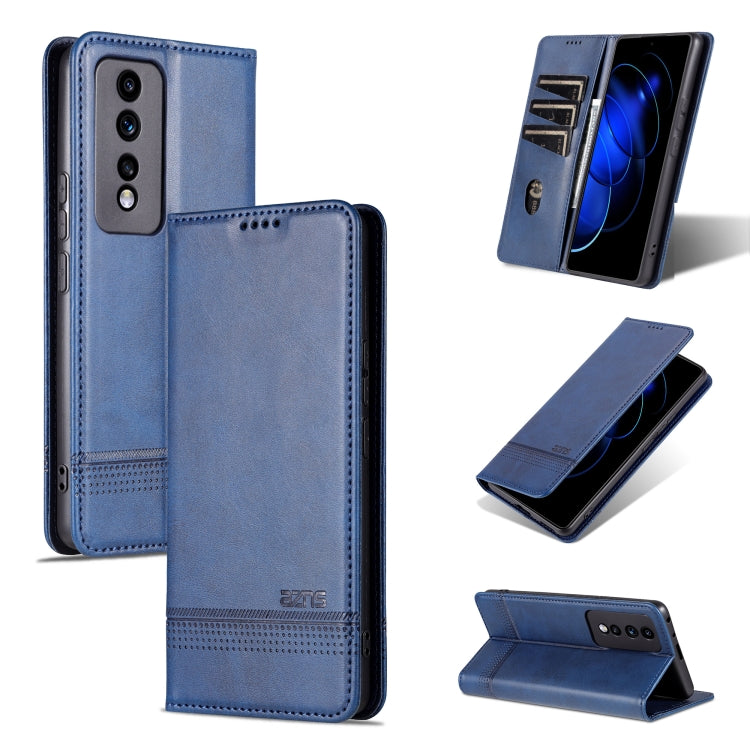 For Honor 80 GT AZNS Magnetic Calf Texture Flip Leather Phone Case(Dark Blue) by AZNS