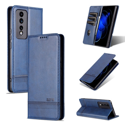 For Honor 80 GT AZNS Magnetic Calf Texture Flip Leather Phone Case(Dark Blue) by AZNS