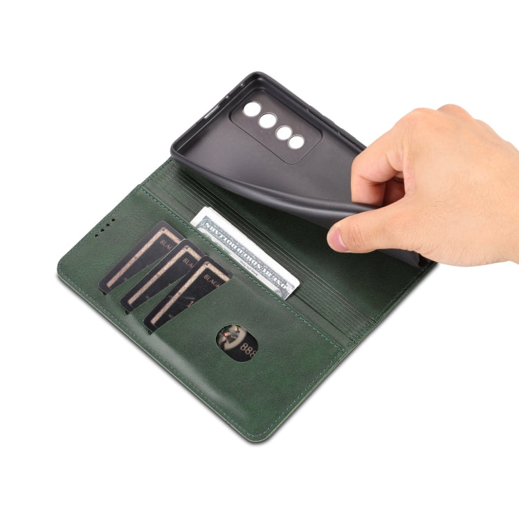 For Honor 80 GT AZNS Magnetic Calf Texture Flip Leather Phone Case(Dark Green) by AZNS