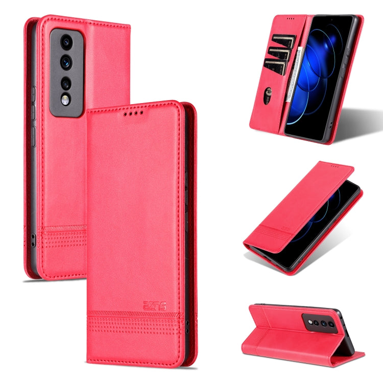 For Honor 80 GT AZNS Magnetic Calf Texture Flip Leather Phone Case(Red) by AZNS