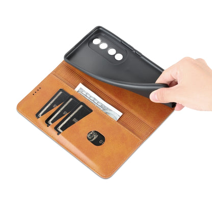 For Honor 90 AZNS Magnetic Calf Texture Flip Leather Phone Case(Light Brown) by AZNS