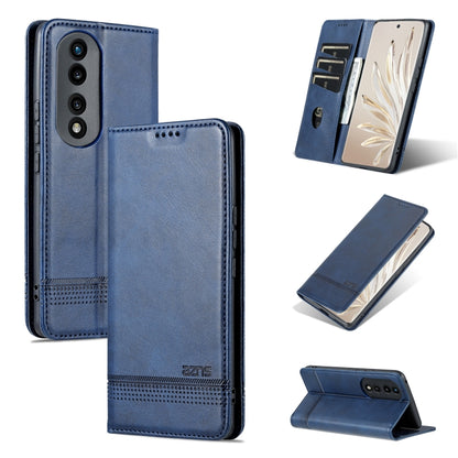 For Honor 90 AZNS Magnetic Calf Texture Flip Leather Phone Case(Dark Blue) by AZNS