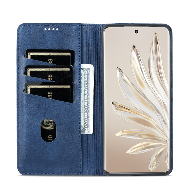 For Honor 90 AZNS Magnetic Calf Texture Flip Leather Phone Case(Dark Blue) by AZNS