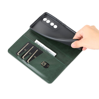 For Honor 90 AZNS Magnetic Calf Texture Flip Leather Phone Case(Dark Green) by AZNS