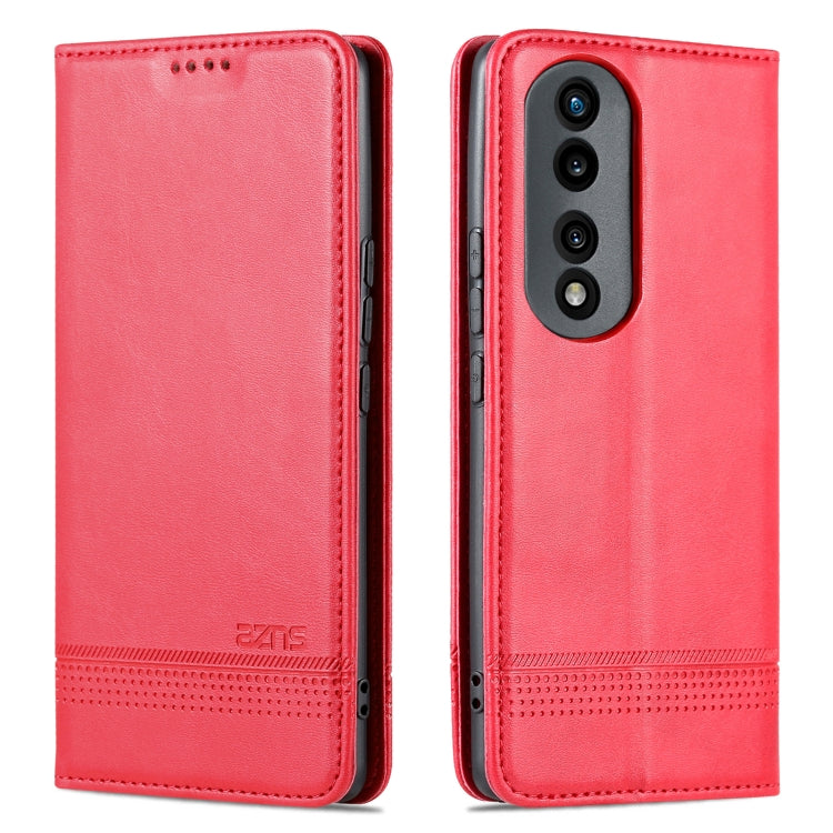 For Honor 90 Pro AZNS Magnetic Calf Texture Flip Leather Phone Case(Red) by AZNS