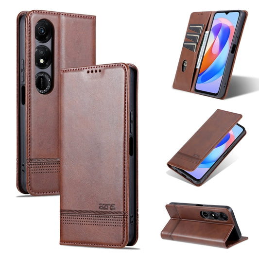 For Honor Play 40 AZNS Magnetic Calf Texture Flip Leather Phone Case(Dark Brown) by AZNS