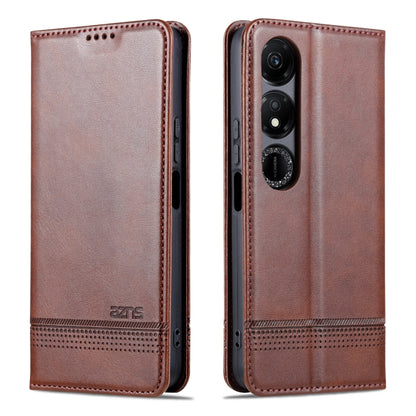 For Honor Play 40 AZNS Magnetic Calf Texture Flip Leather Phone Case(Dark Brown) by AZNS