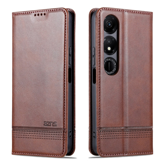 For Honor Play 40 AZNS Magnetic Calf Texture Flip Leather Phone Case(Dark Brown) by AZNS