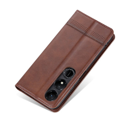For Honor Play 40 AZNS Magnetic Calf Texture Flip Leather Phone Case(Dark Brown) by AZNS