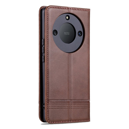 For Honor X50 AZNS Magnetic Calf Texture Flip Leather Phone Case(Dark Brown) by AZNS