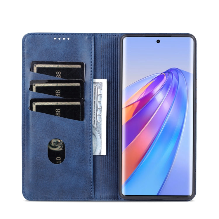 For Honor X50 AZNS Magnetic Calf Texture Flip Leather Phone Case(Dark Blue) by AZNS