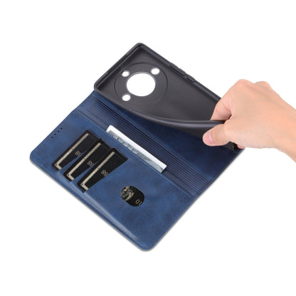 For Honor X50 AZNS Magnetic Calf Texture Flip Leather Phone Case(Dark Blue) by AZNS