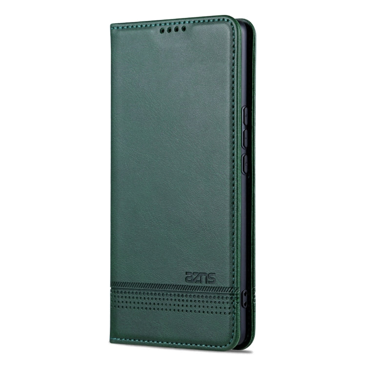 For Honor X50 AZNS Magnetic Calf Texture Flip Leather Phone Case(Dark Green) by AZNS